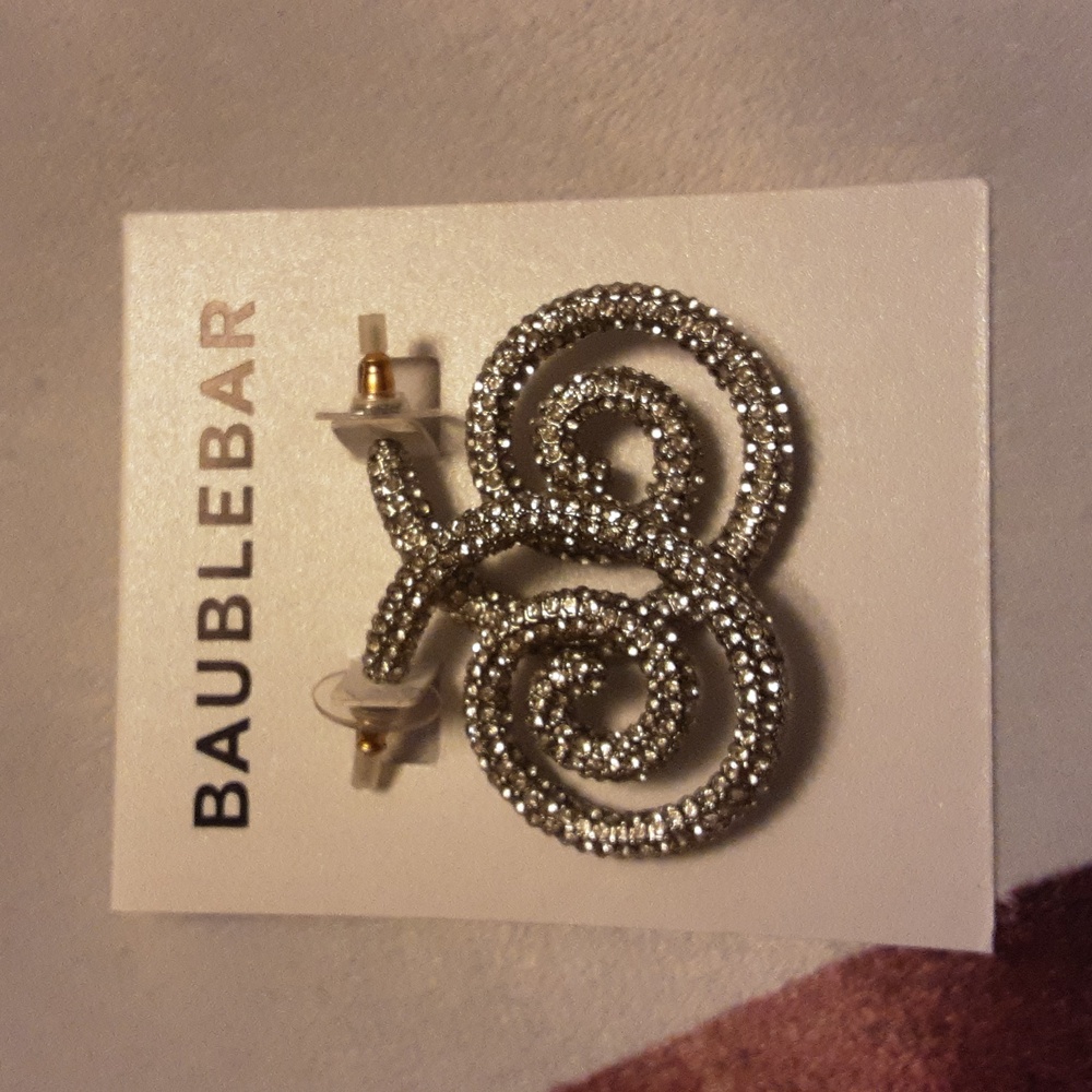 HP! Baublebar Sparkly Pave Swirl Pierced Stud Earrings NWT